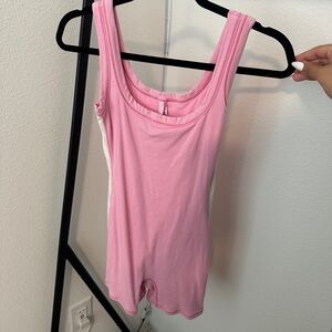 Skims cotton rib romper in pink